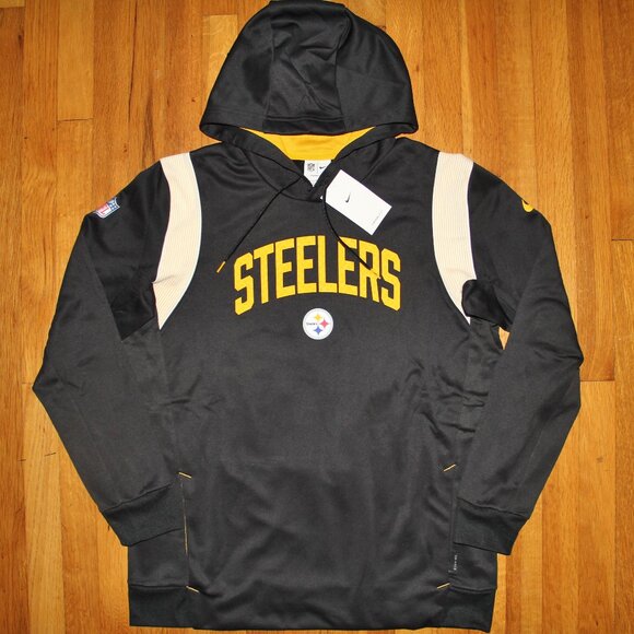 Nike Pittsburgh Steelers Therma-Fit Sideline On Field Hoodie Mens L Black Gold - Picture 1 of 6